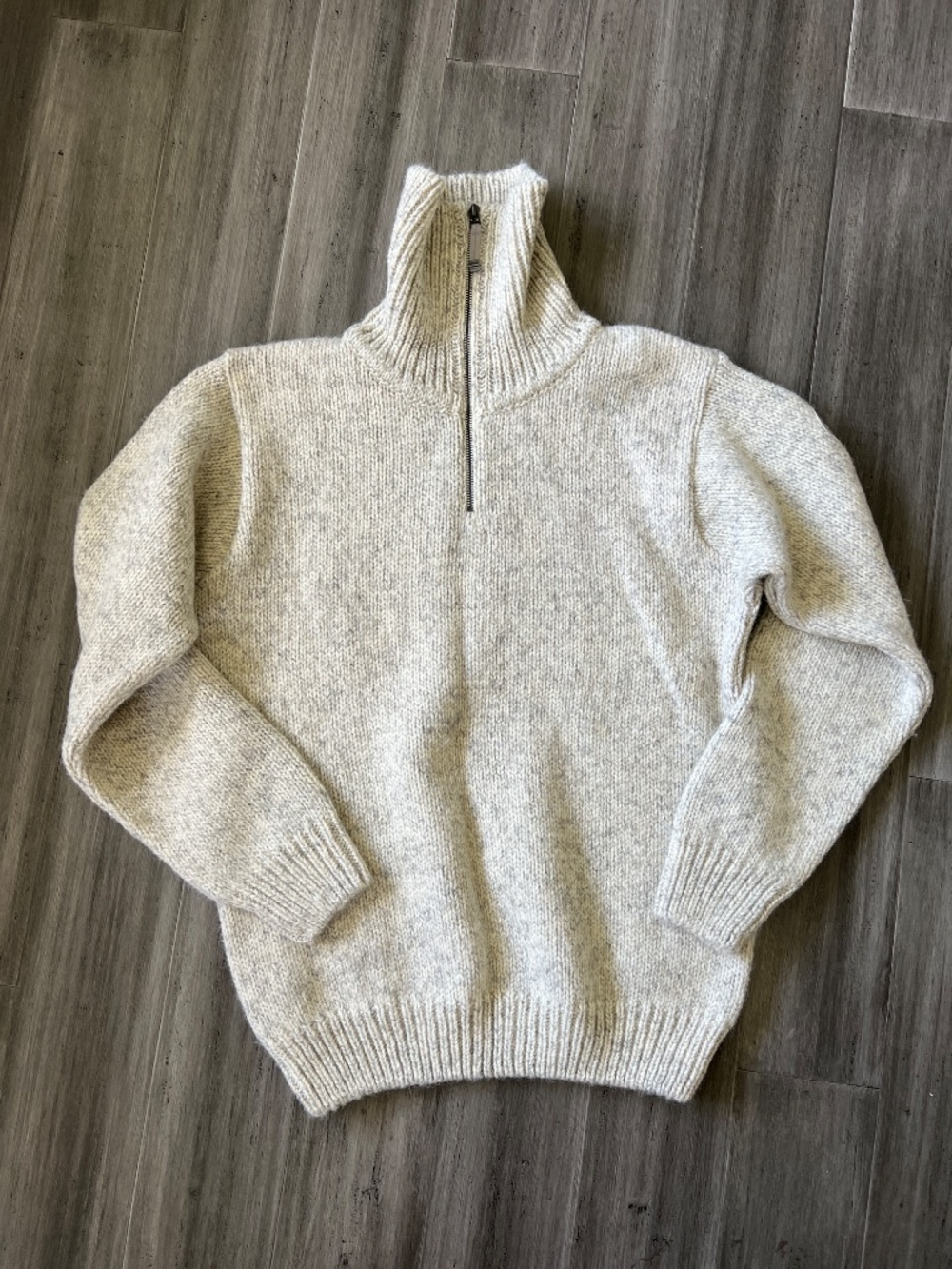 Devold of Norway Nansen Gray Melange Wool High Zip Neck Sweater M - Picture 3 of 10